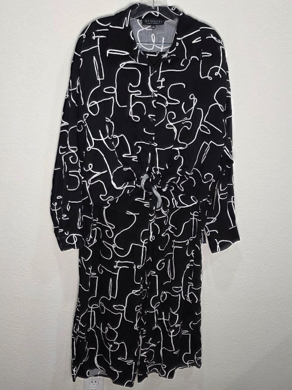 ELOQUII 2 Piece Pant Set NWT Abstract Face Line Art Wide Leg Plus Size 16 - Picture 2 of 16